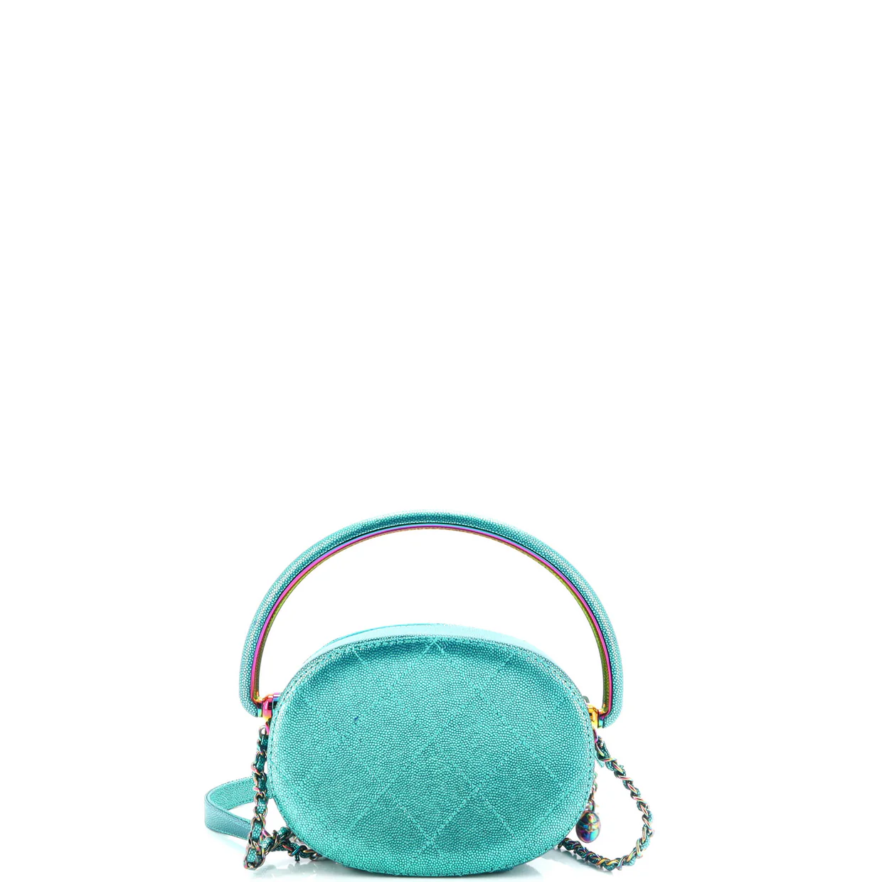 Egyptian Amulet Top Handle Camera Case Quilted Metallic Caviar with Rainbow Hardware - Deep Luxury