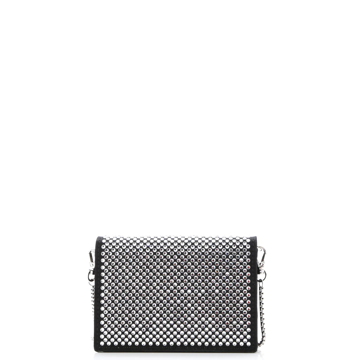 Flap Card Holder with Chain Satin with Crystals - Deep Luxury