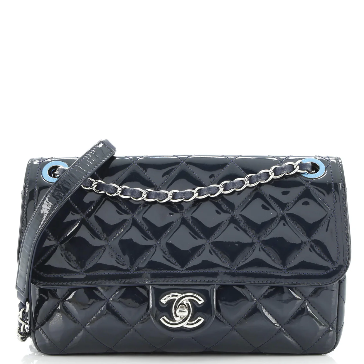 Coco Shine Flap Bag Quilted Patent Medium - Deep Luxury