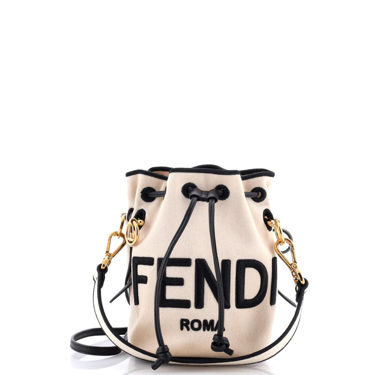Logo Mon Tresor Bucket Bag Embroidered Canvas Mini - Deep Luxury