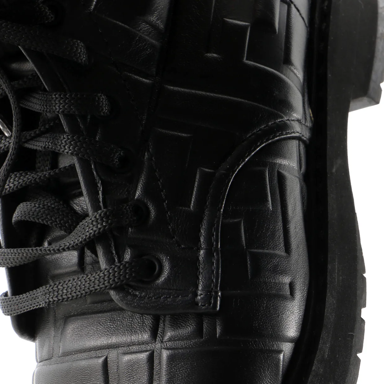 Women's Combat Boots Zucca Embossed Leather - Deep Luxury