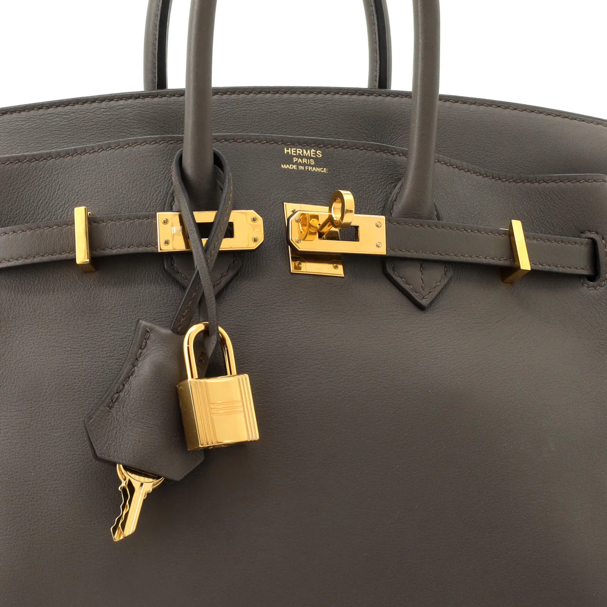 Birkin Handbag Grey Swift with Gold Hardware 25 - Deep Luxury