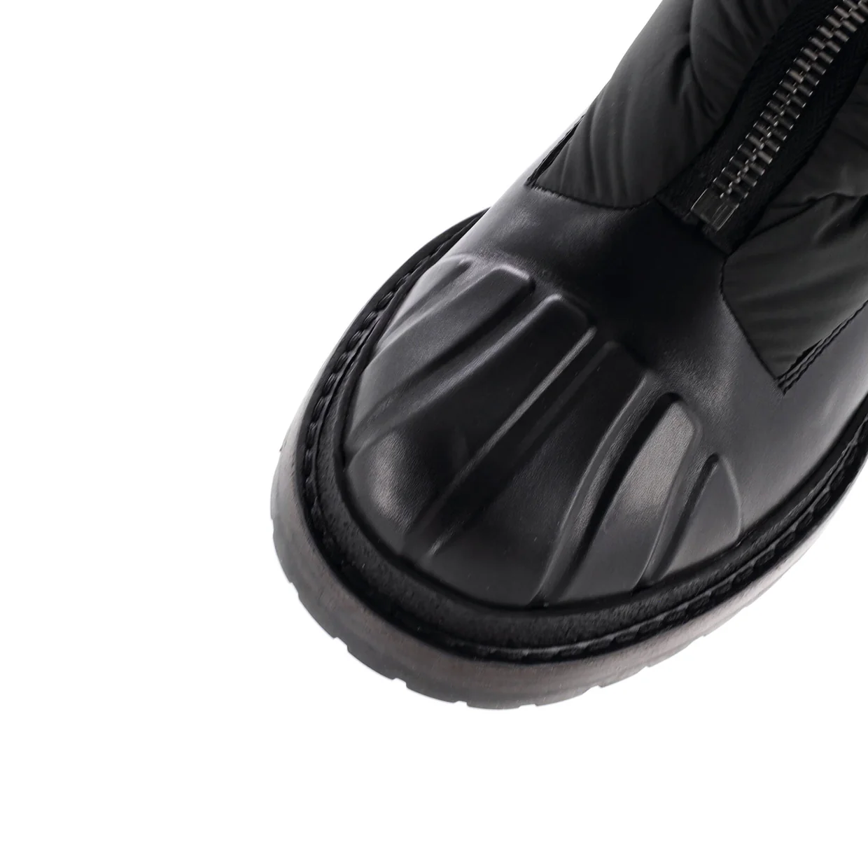 Women's Front Zip Hiking Boots Leather and Nylon with Shearling - Deep Luxury