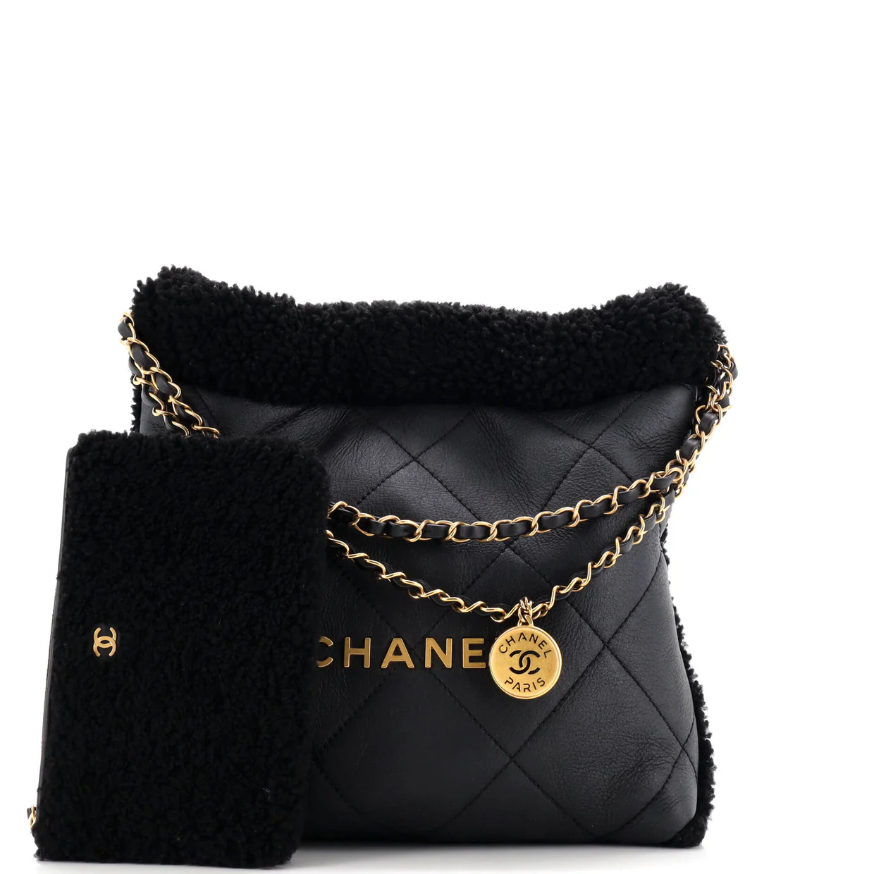 22 Chain Hobo Quilted Lambskin with Shearling Small - Deep Luxury