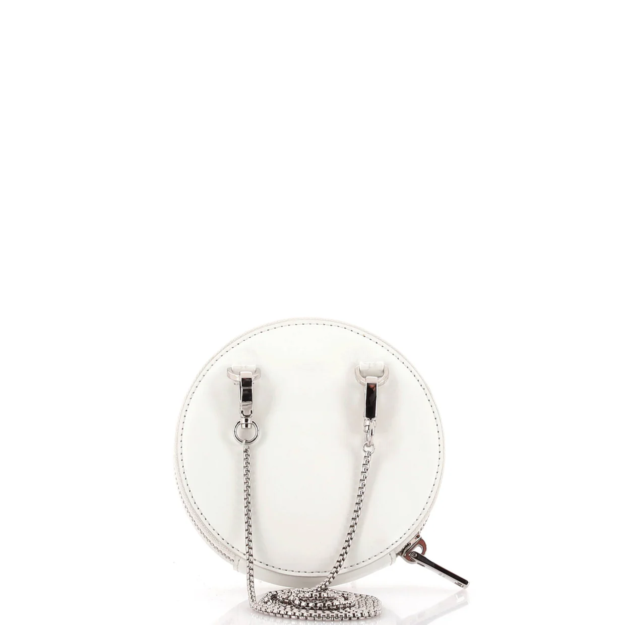 Round Pouch Bag with Chain Brushed Leather Mini - Deep Luxury