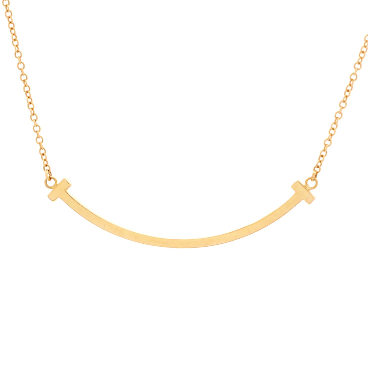 T Smile Pendant Necklace 18K Rose Gold Small - Deep Luxury