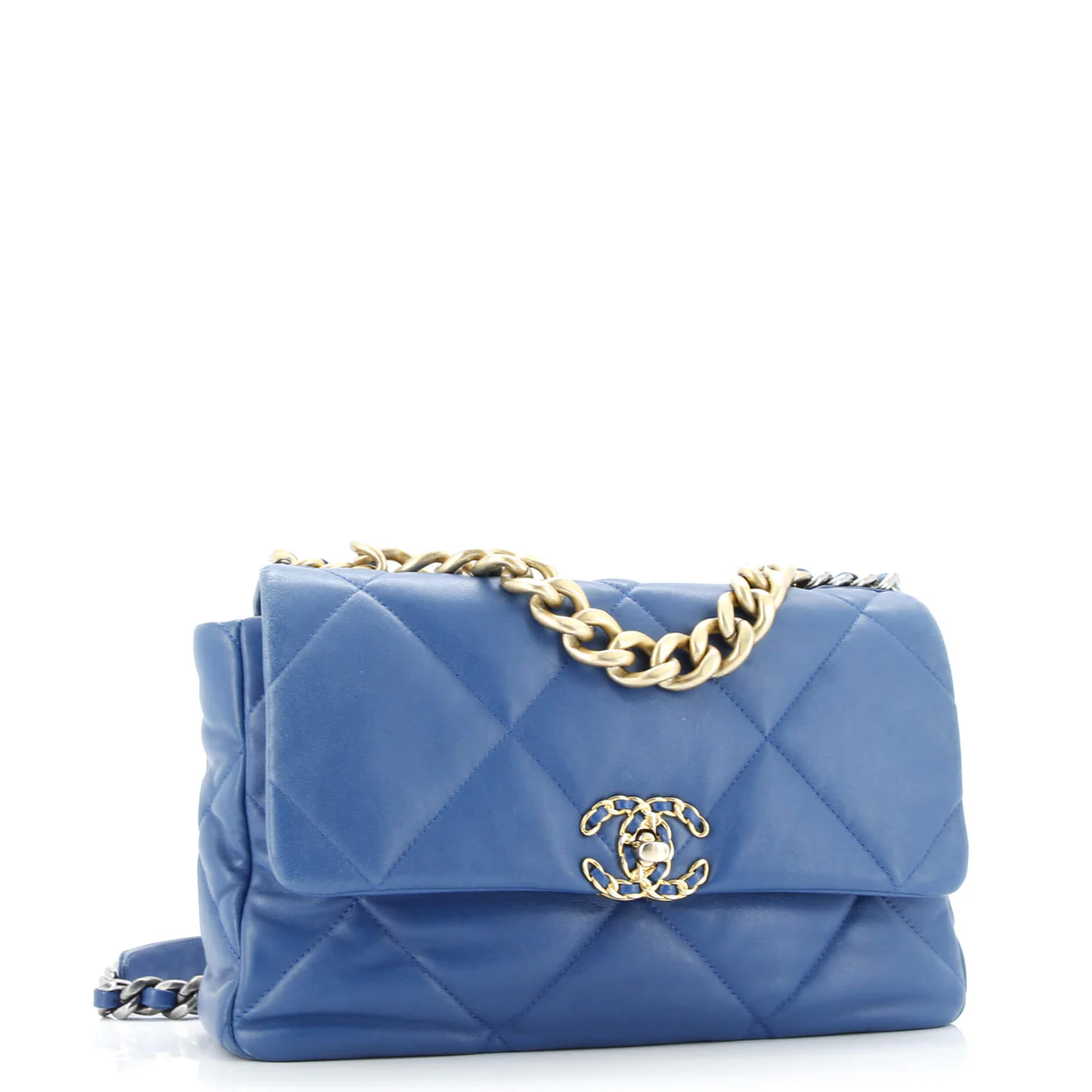 19 Flap Bag Quilted Leather Large - Deep Luxury
