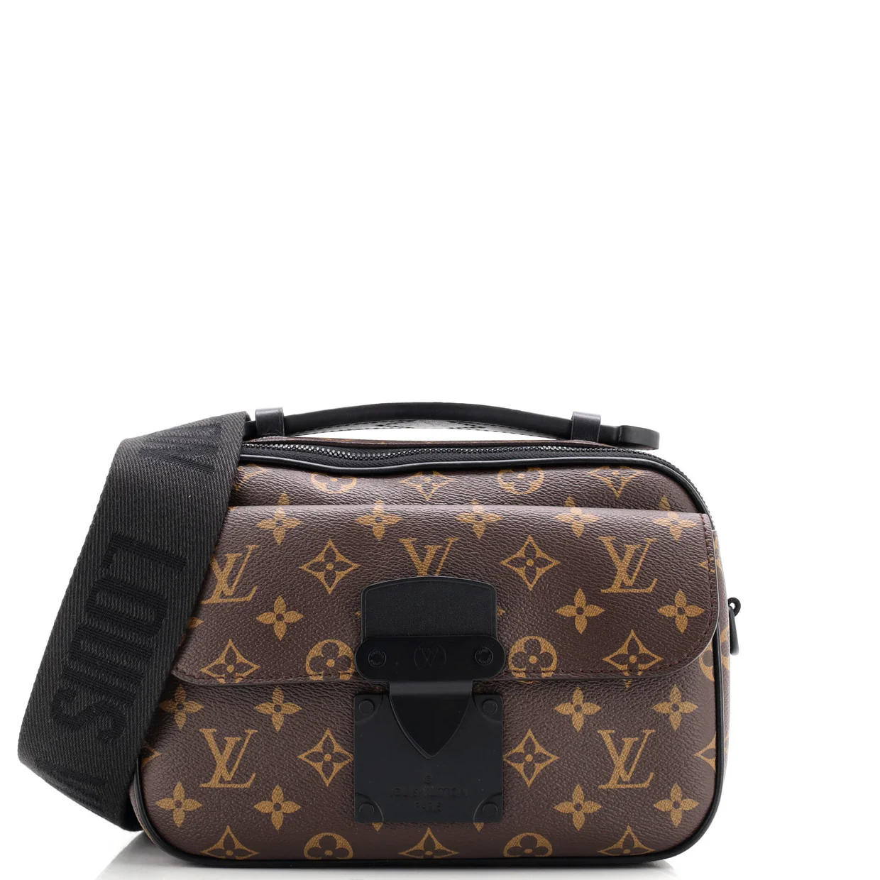 S Lock Messenger Bag Macassar Monogram Canvas - Deep Luxury