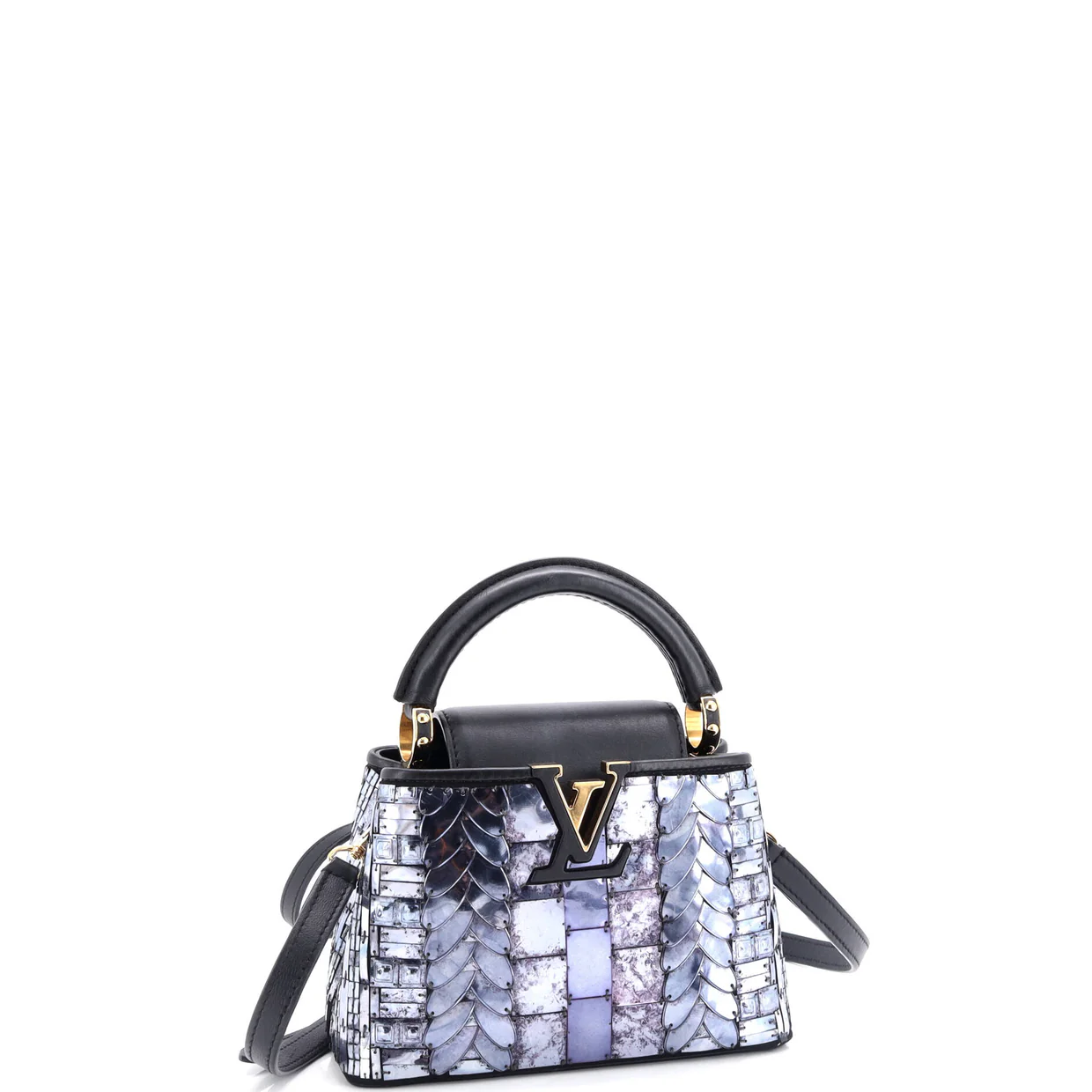 Capucines Bag Patchwork Sequin Embellished Satin Mini - Deep Luxury