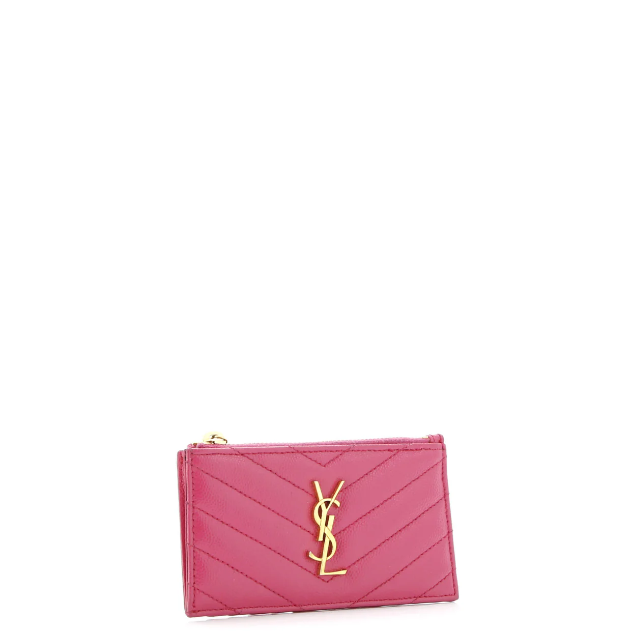 Monogram Fragments Zip Card Holder Matelasse Chevron Leather - Deep Luxury