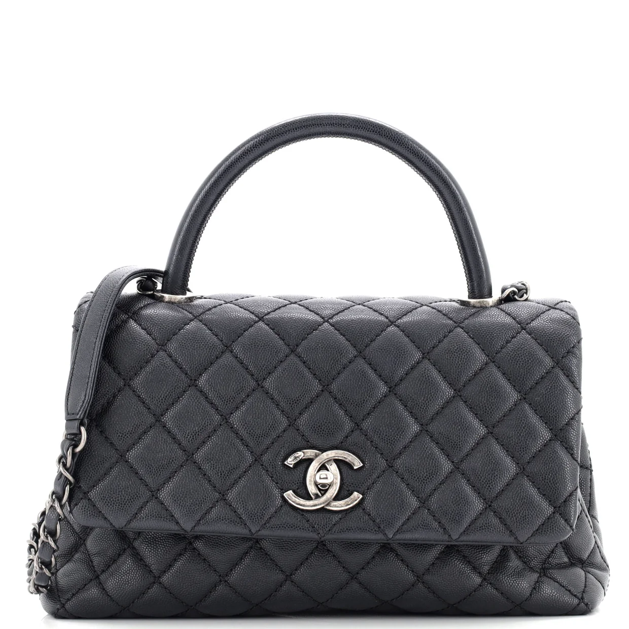 Coco Top Handle Bag Quilted Caviar Small - Deep Luxury