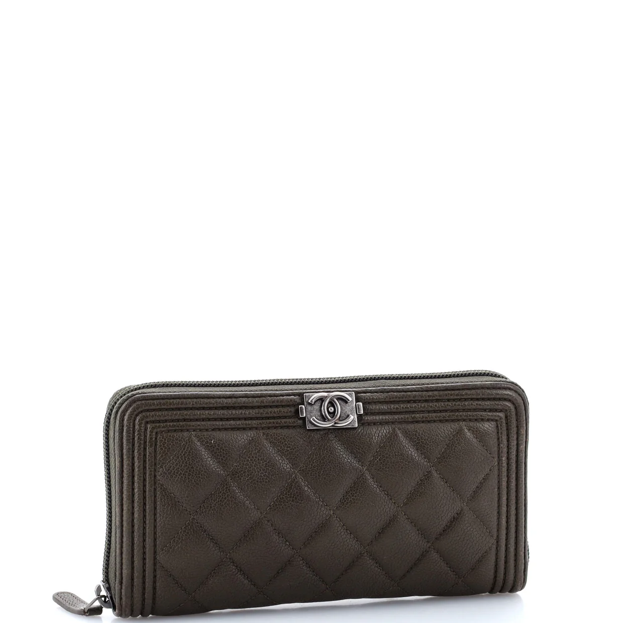 Boy Zip Around Wallet Quilted Caviar Long - Deep Luxury