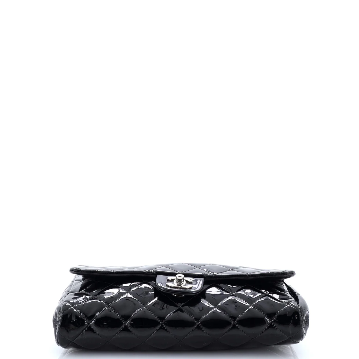 Clutch with Chain Quilted Patent - Deep Luxury