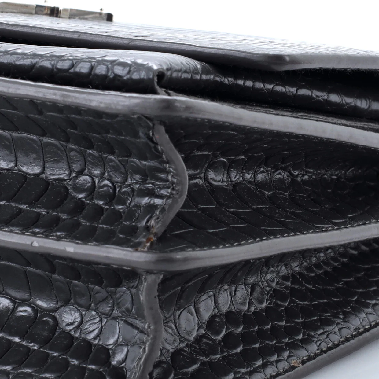 Sunset Crossbody Bag Crocodile Embossed Leather Medium - Deep Luxury