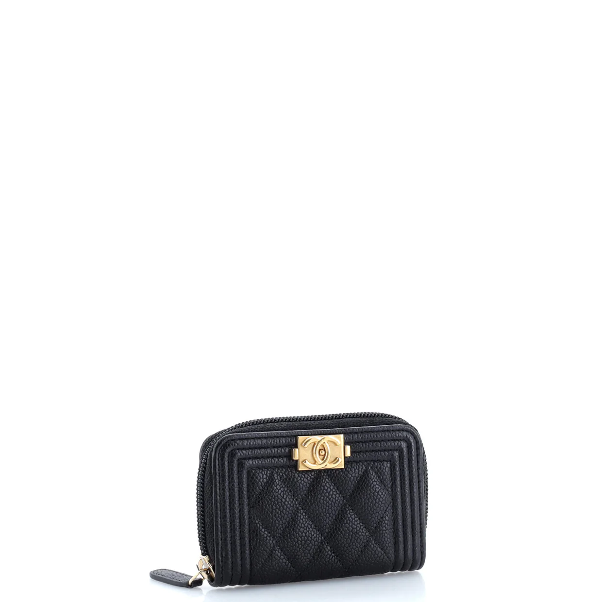 Boy Zip Around Wallet Quilted Caviar Small - Deep Luxury