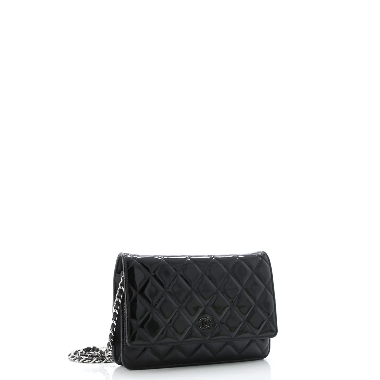 Wallet on Chain Quilted Patent - Deep Luxury