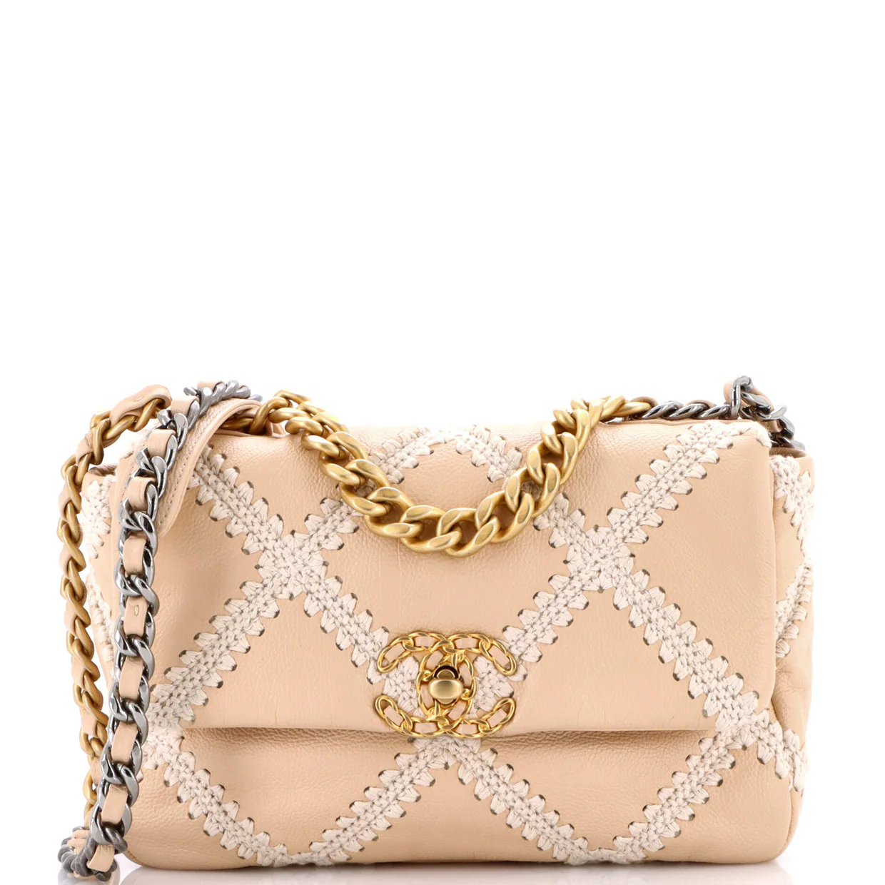 19 Flap Bag Crochet Quilted Calfskin Medium - Deep Luxury