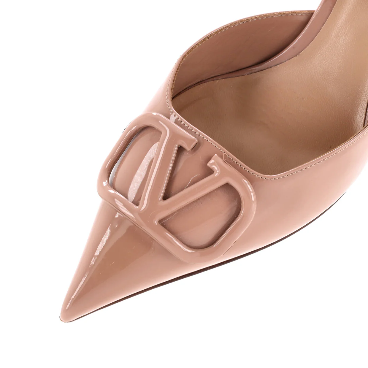 Women's VLogo Heeled Mules Patent 80 - Deep Luxury
