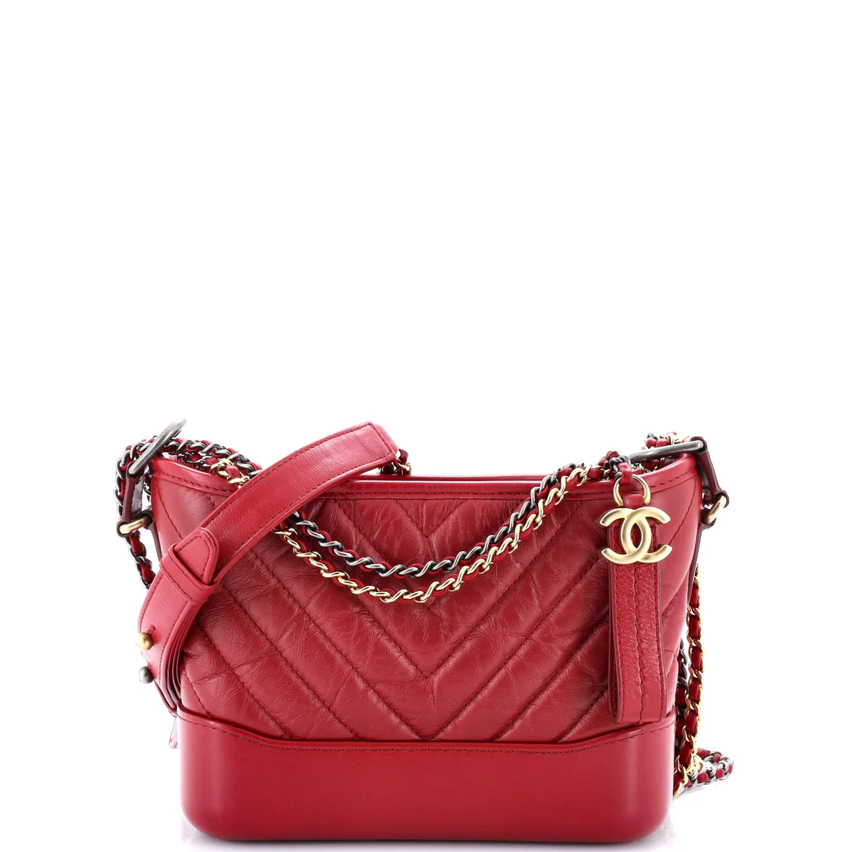 Gabrielle Hobo Chevron Aged Calfskin Small - Deep Luxury