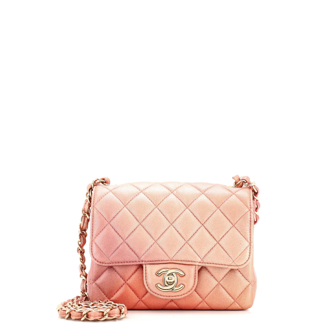 Square Classic Single Flap Bag Quilted Ombre Metallic Lambskin Mini - Deep Luxury