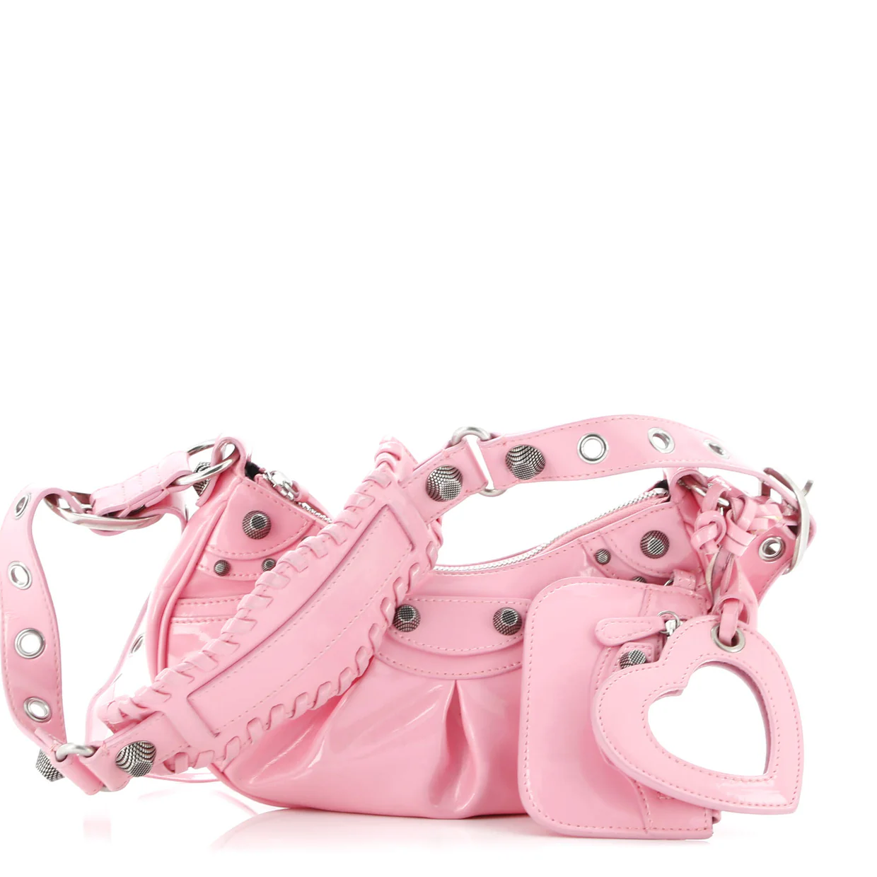 Le Cagole Giant Studs Shoulder Bag Patent XS - Deep Luxury