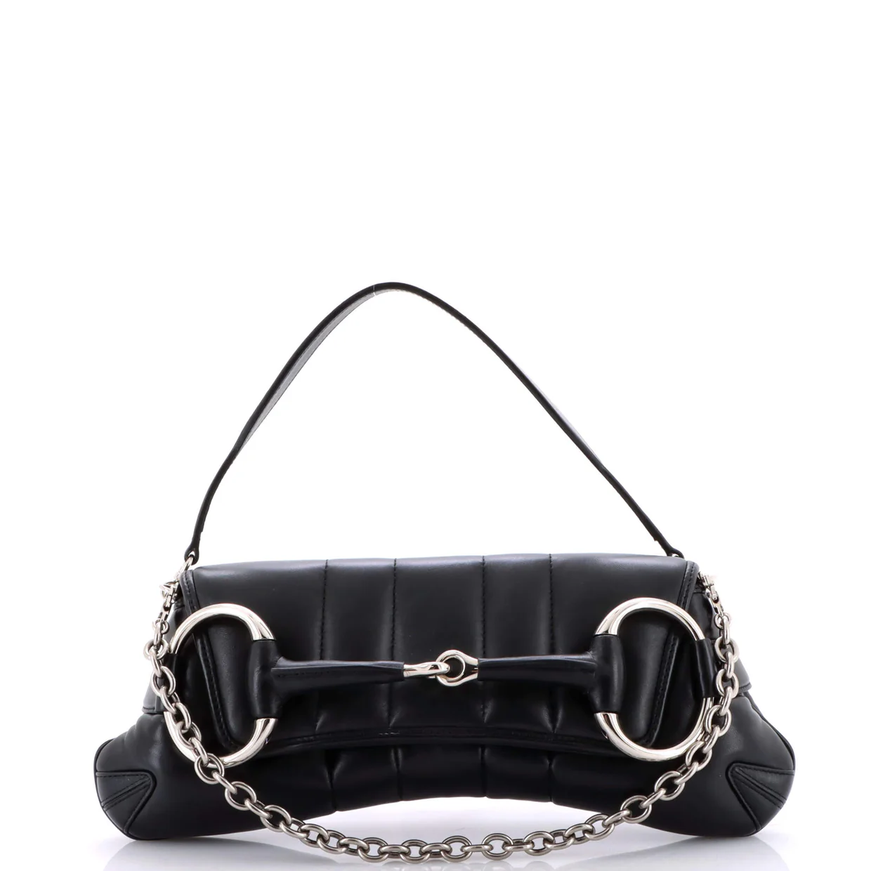 Horsebit Chain Shoulder Bag Vertical Quilted Leather Medium - Deep Luxury