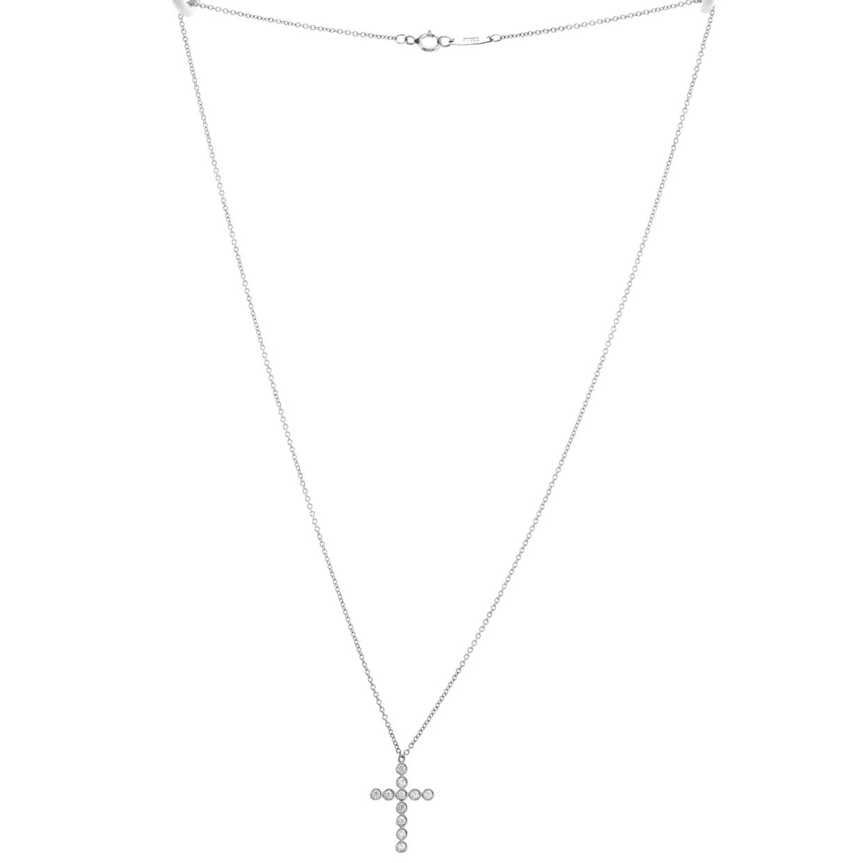 Jazz Cross Pendant Necklace Platinum with Diamonds Small - Deep Luxury