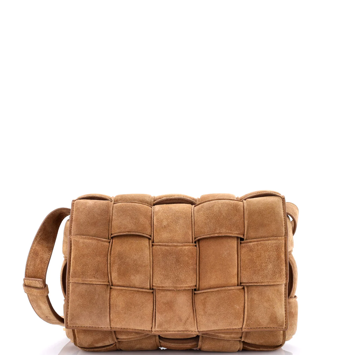 Cassette Crossbody Bag Padded Maxi Intrecciato Suede - Deep Luxury