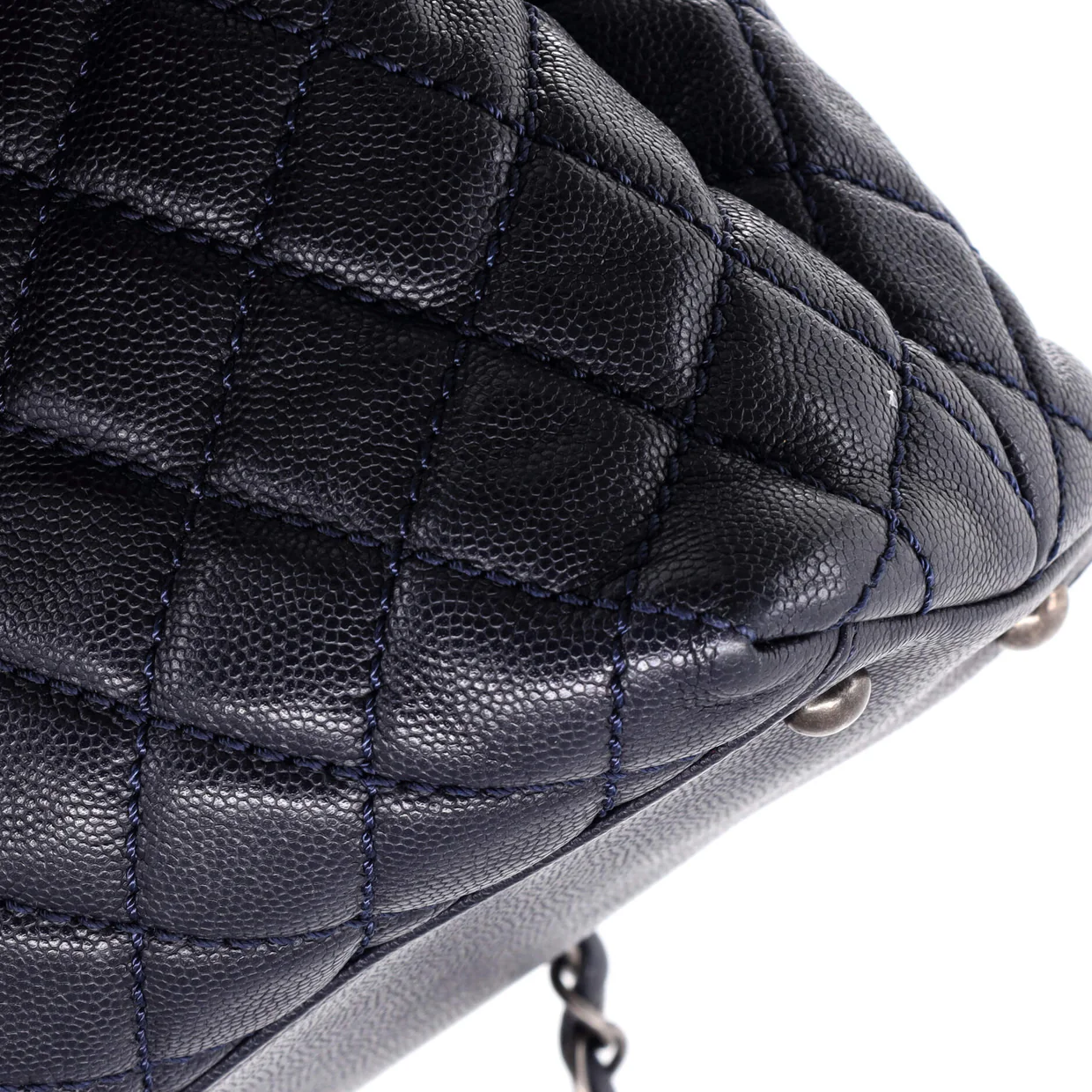 Coco Top Handle Bag Quilted Caviar with Lizard Small - Deep Luxury