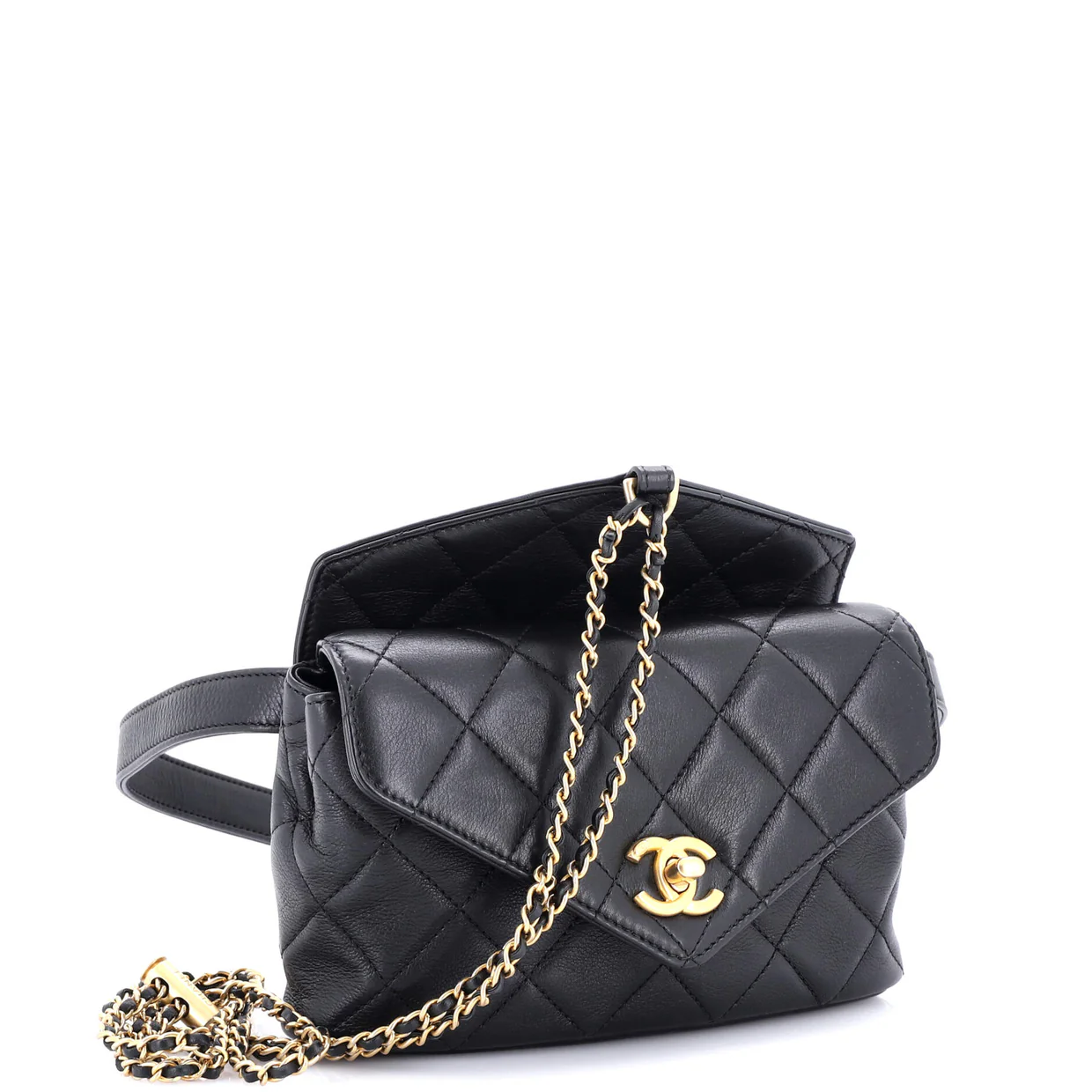 Carry With Chic Chain Flap Waist Bag Quilted Calfskin - Deep Luxury