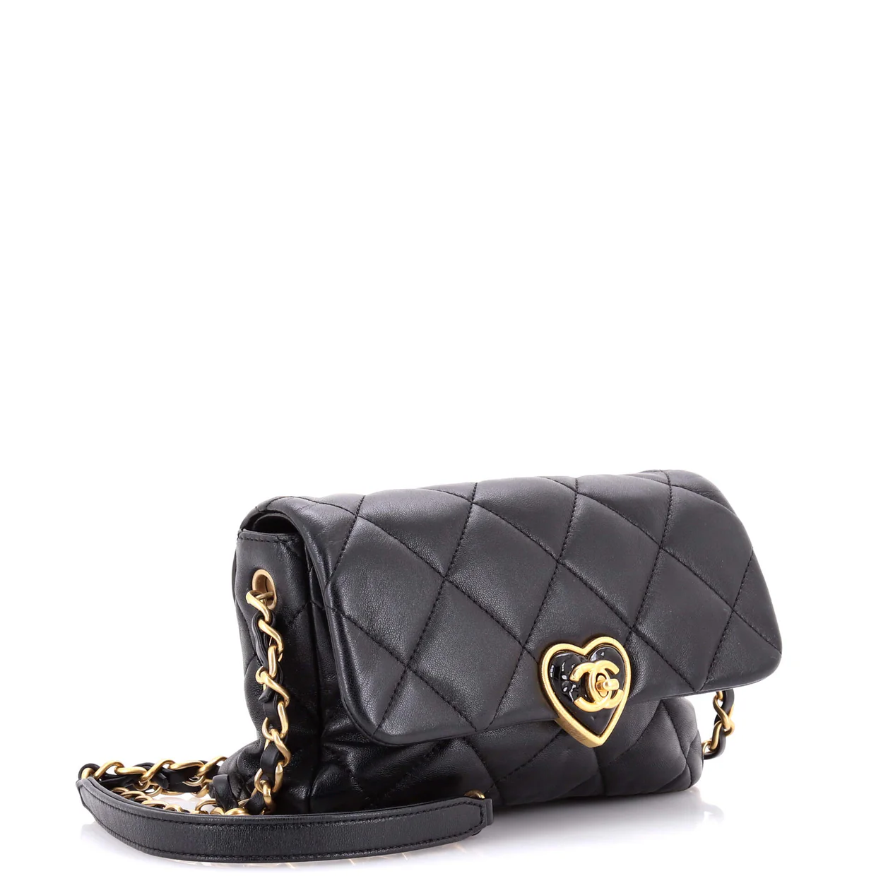 Coco Love CC Heart Flap Bag Quilted Lambskin Small - Deep Luxury