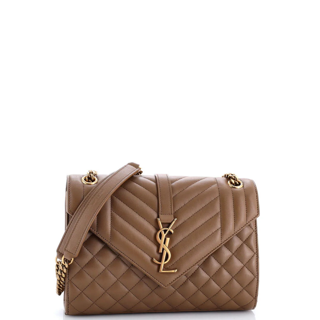 Classic Monogram Envelope Satchel Mixed Matelasse Leather Medium - Deep Luxury