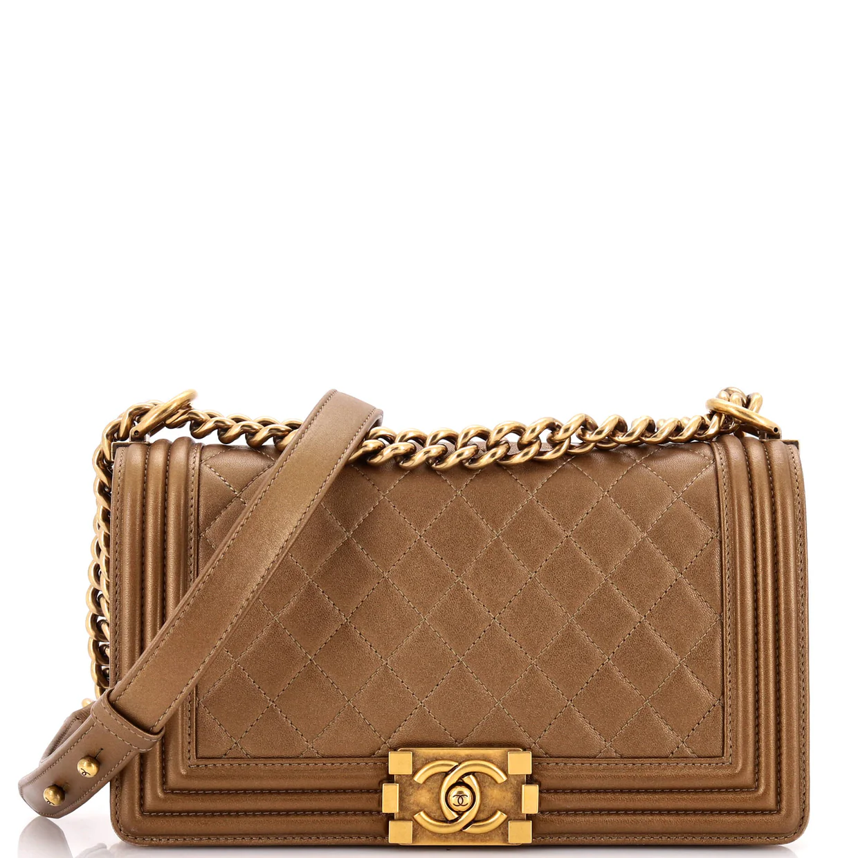 Boy Flap Bag Quilted Metallic Calfskin Old Medium - Deep Luxury