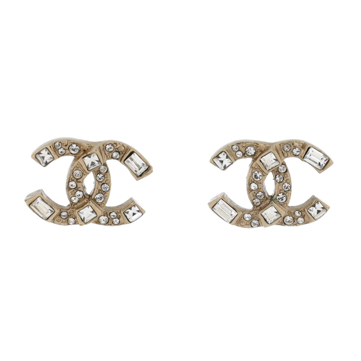 CC Stud Earrings Metal with Crystals - Deep Luxury