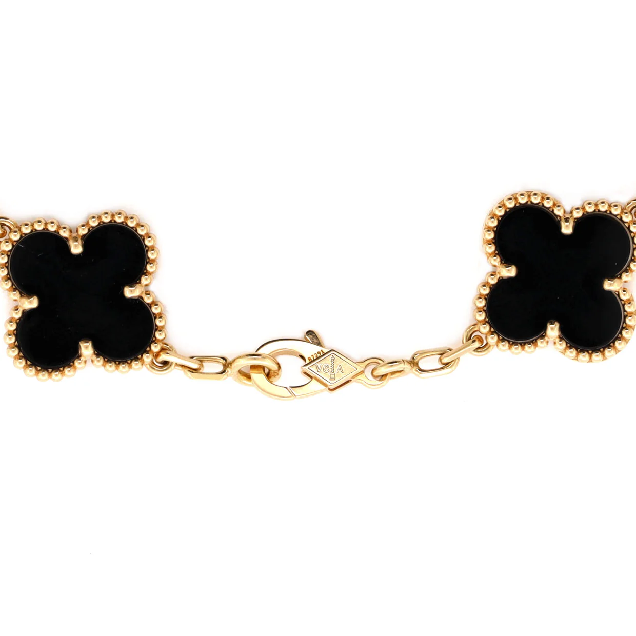 Vintage Alhambra 5 Motifs Bracelet 18K Yellow Gold and Onyx - Deep Luxury