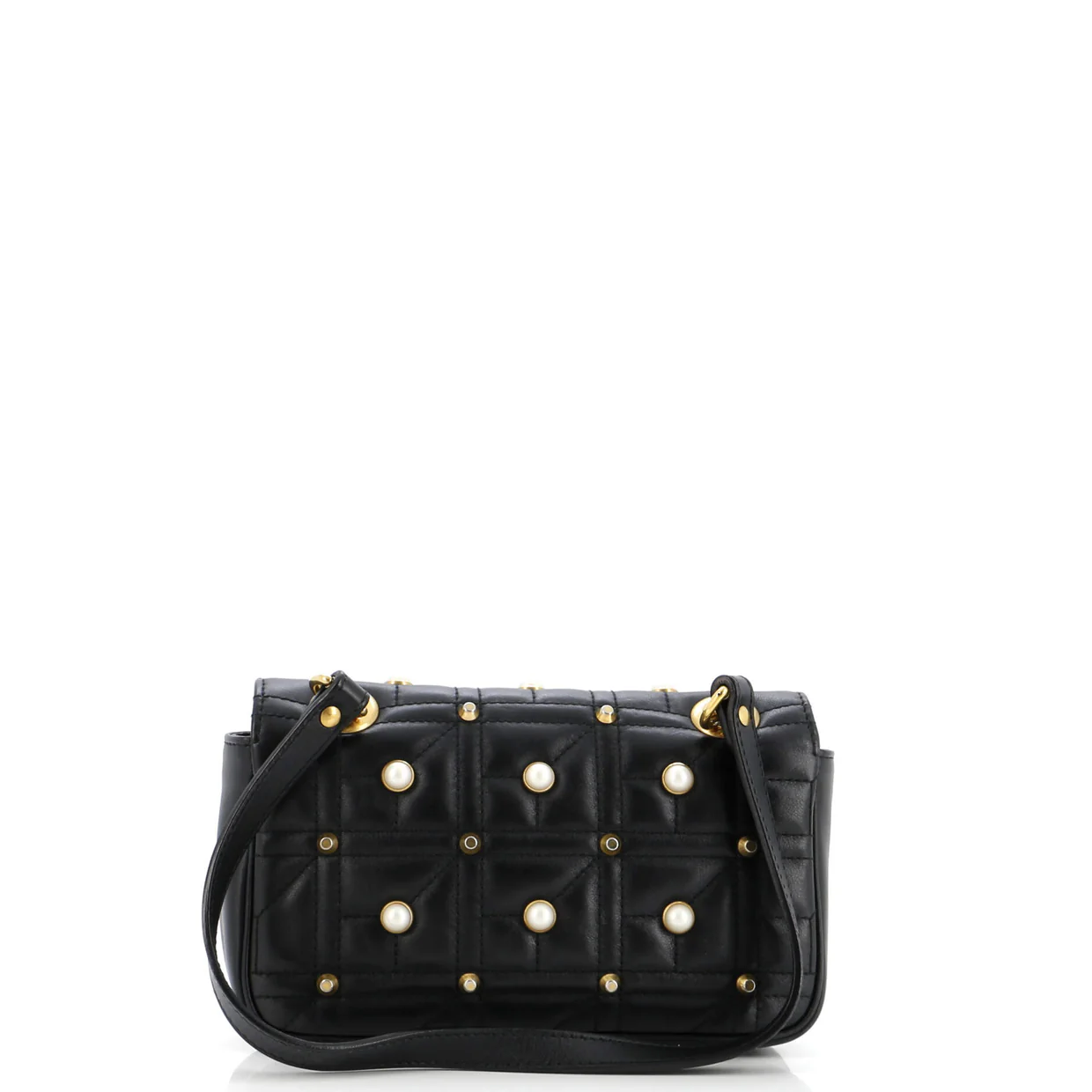 Pearly GG Marmont Flap Bag Embellished Matelasse Leather Mini - Deep Luxury