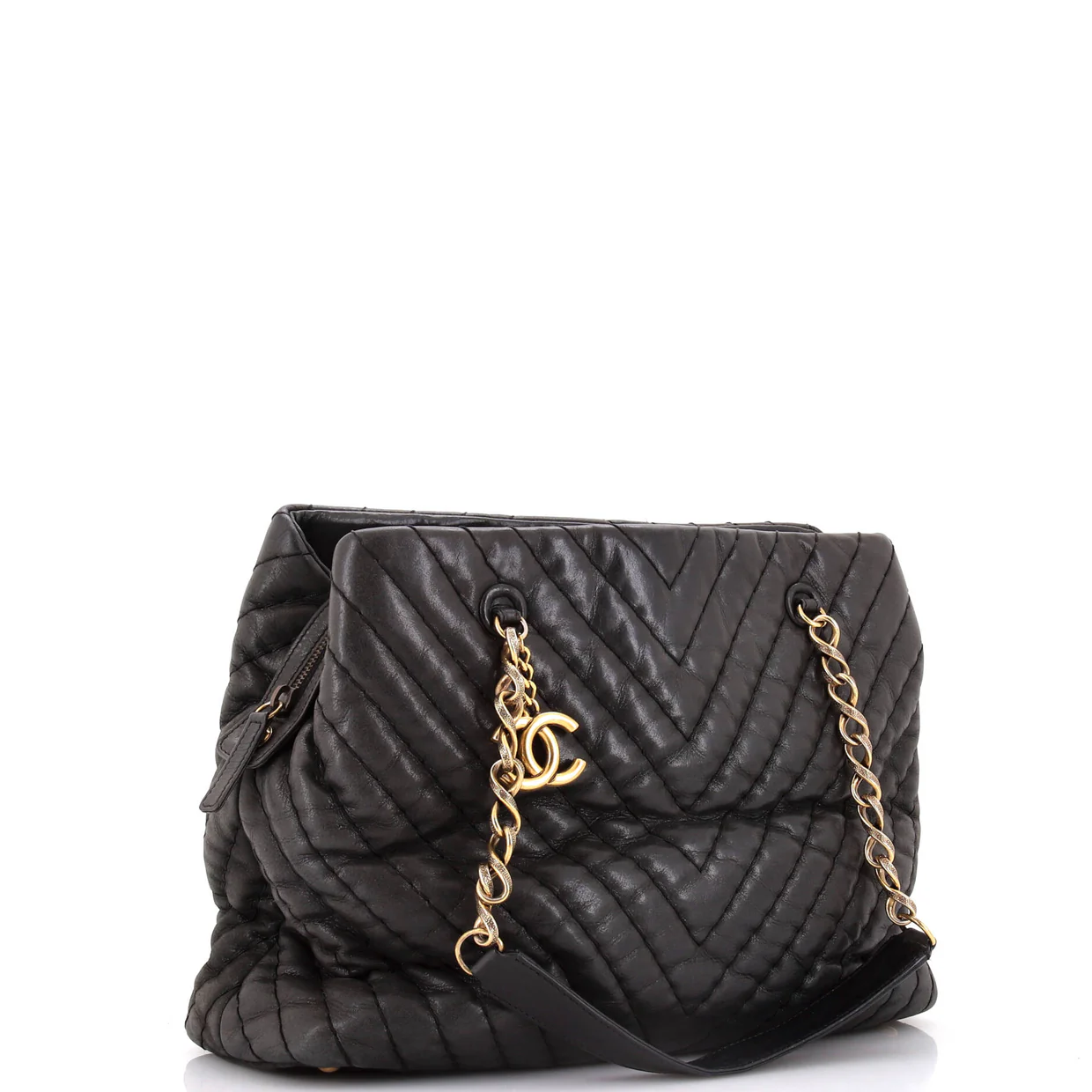 Surpique CC Charm Tote Chevron Calfskin Large - Deep Luxury