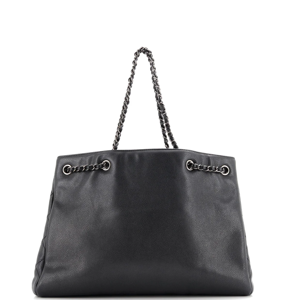 Woven Chain Shopping Tote Caviar Large - Deep Luxury
