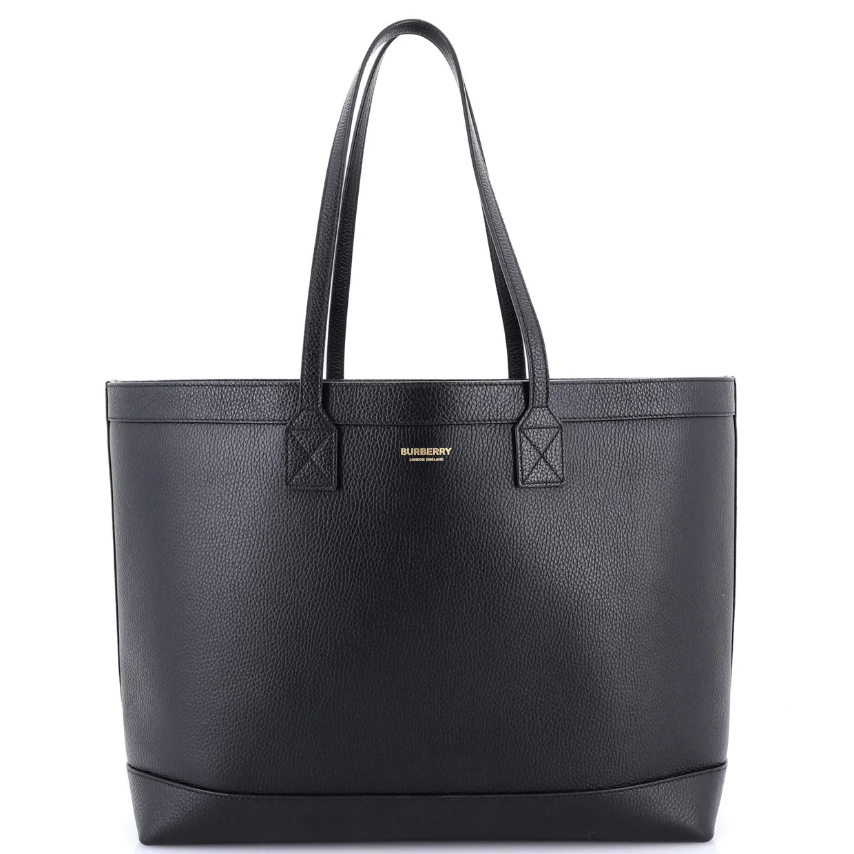 Shopping Tote Leather with Check Canvas Interior Medium - Deep Luxury