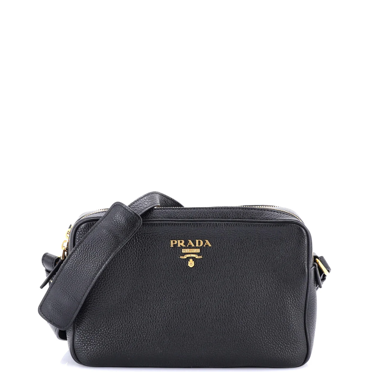 Double Zip Camera Bag Vitello Phenix Medium - Deep Luxury