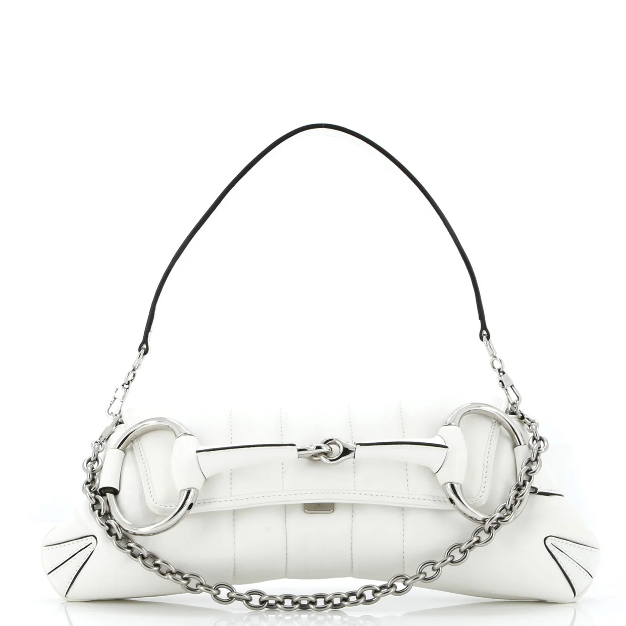Horsebit Chain Shoulder Bag Vertical Quilted Leather Medium - Deep Luxury