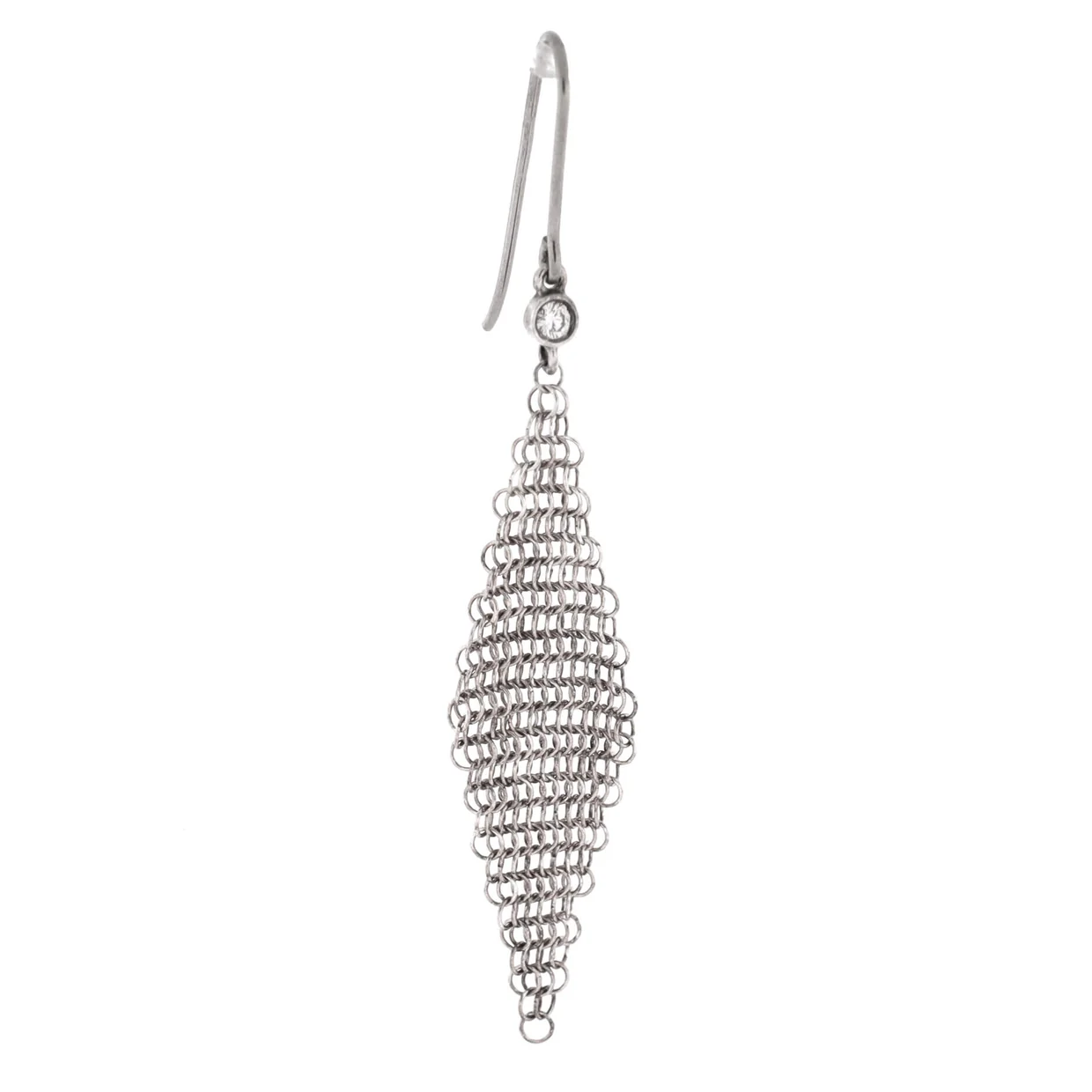 Elsa Peretti Mesh Earrings Sterling Silver with Diamonds Mini - Deep Luxury