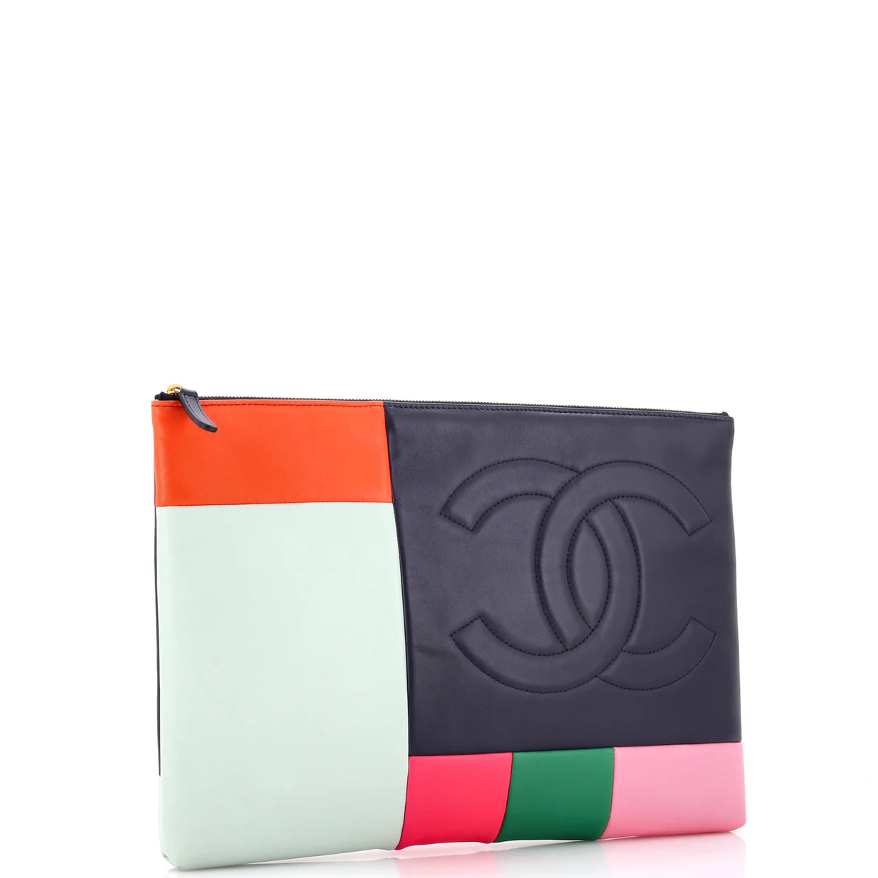 O Case Clutch Colorblock Leather Large - Deep Luxury