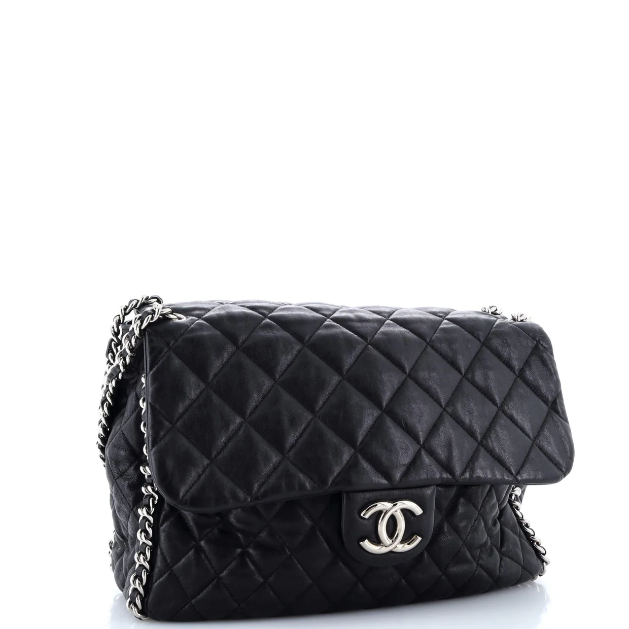 Chain Around Flap Bag Quilted Leather Maxi - Deep Luxury