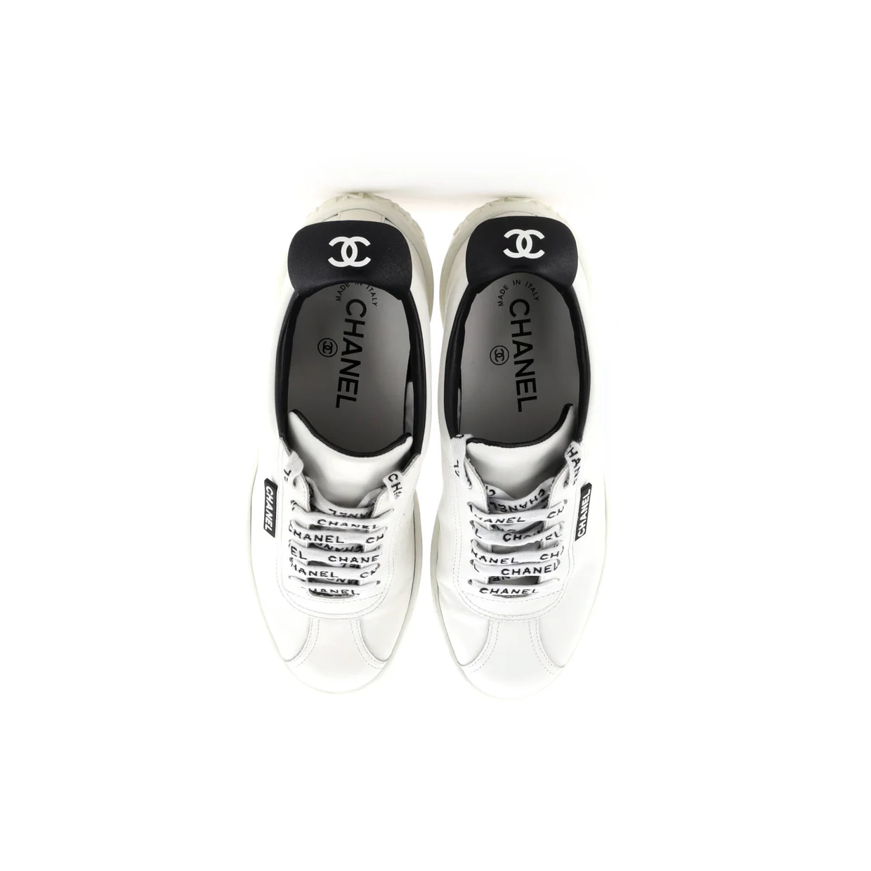 Women's CC Low-Top Flat Runner Sneakers Leather - Deep Luxury