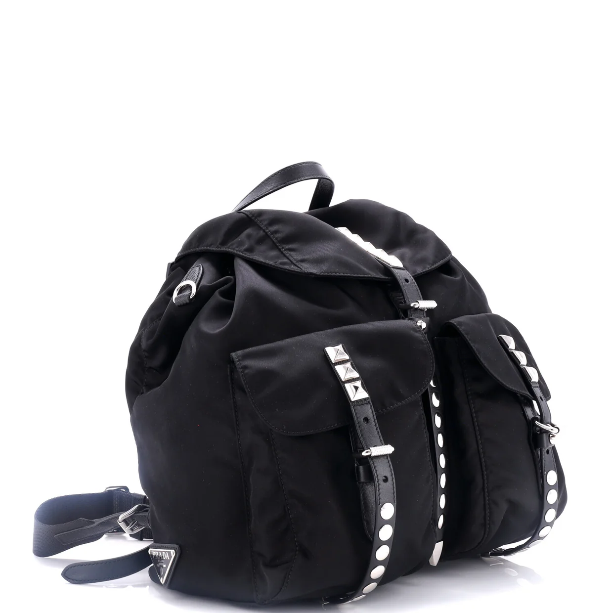 New Vela Backpack Tessuto with Studded Leather - Deep Luxury