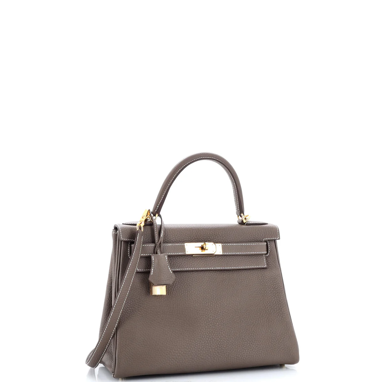 Kelly Handbag Grey Clemence with Gold Hardware 28 - Deep Luxury
