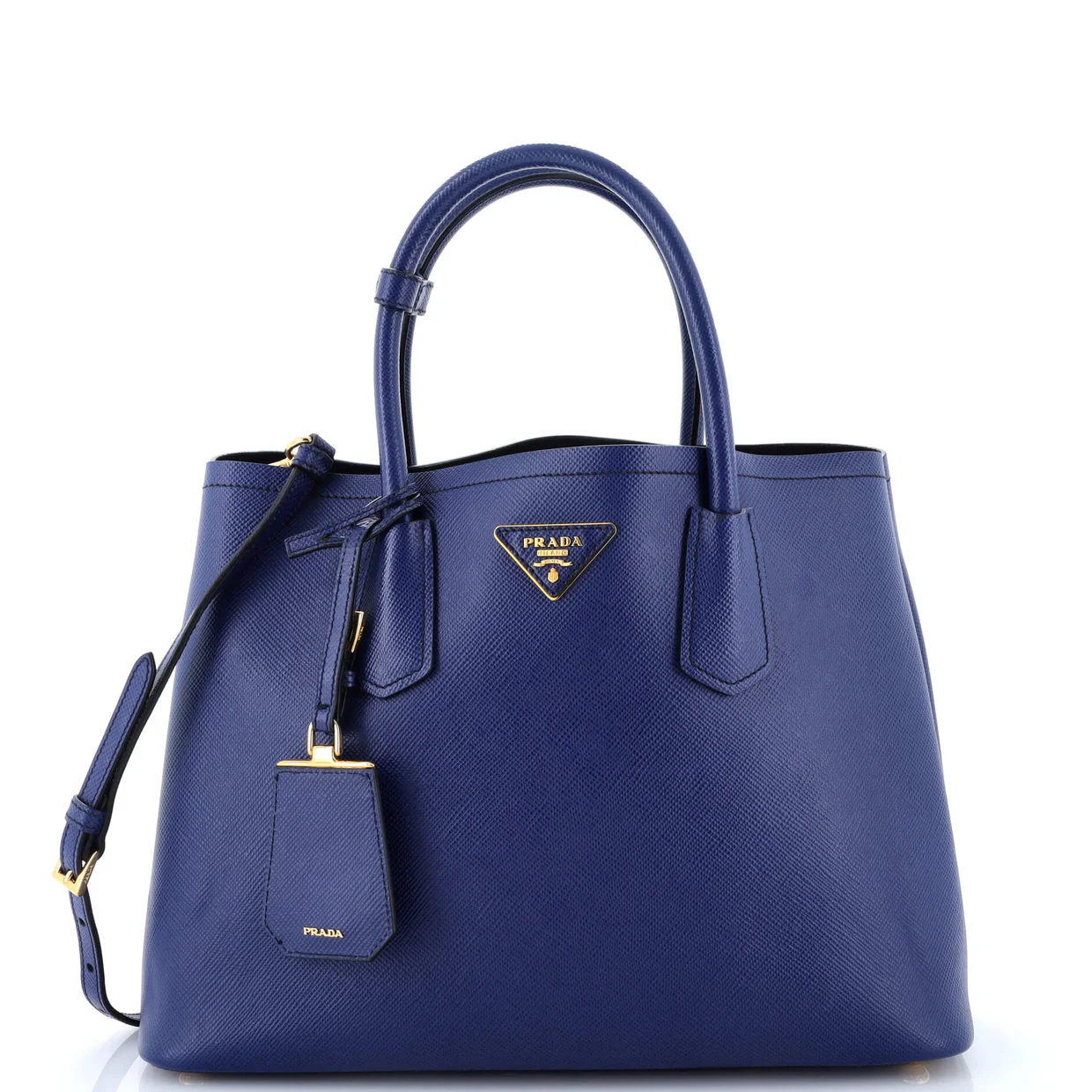 Cuir Double Tote Saffiano Leather Medium - Deep Luxury
