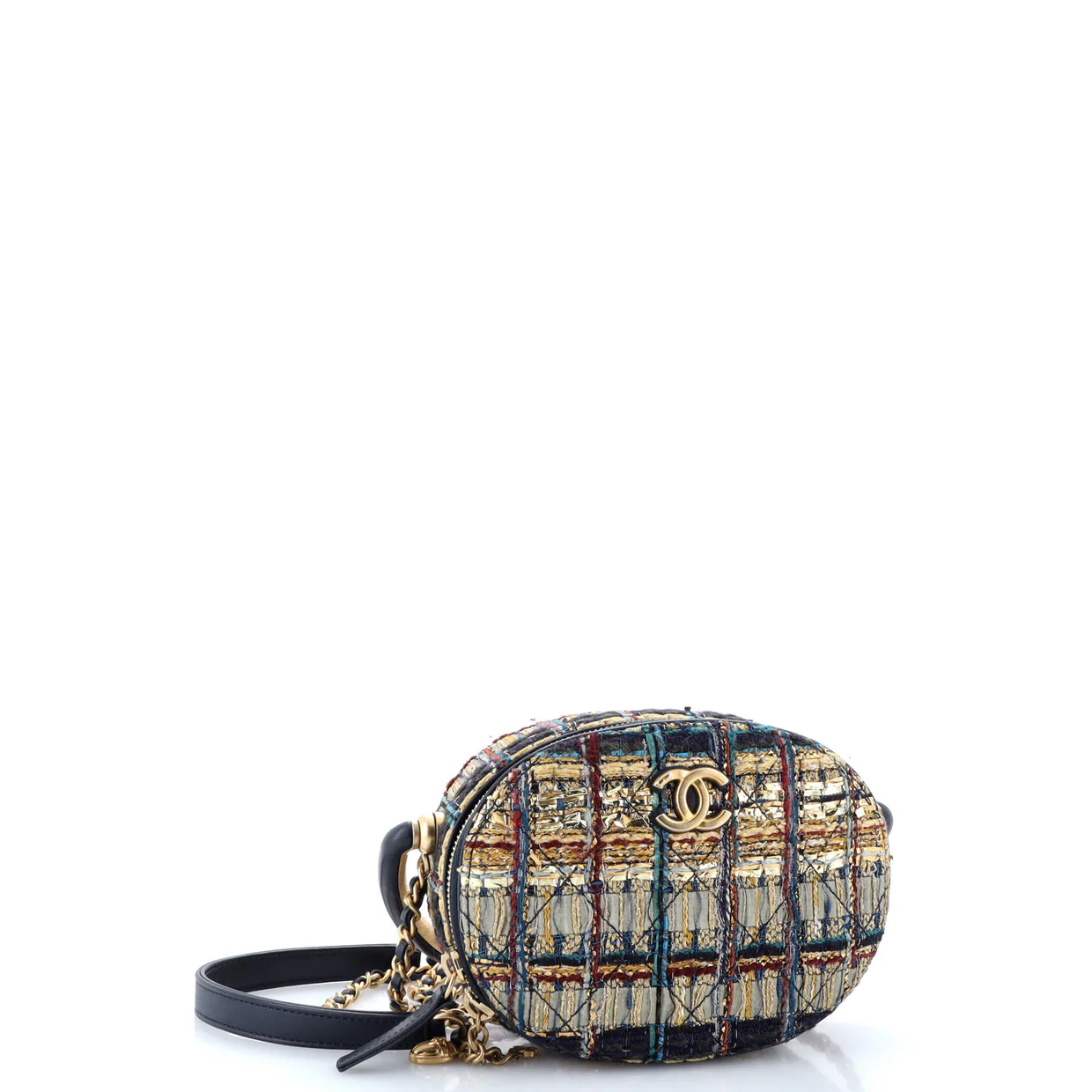 Paris-New York Oval Camera Case Quilted Tweed Small - Deep Luxury