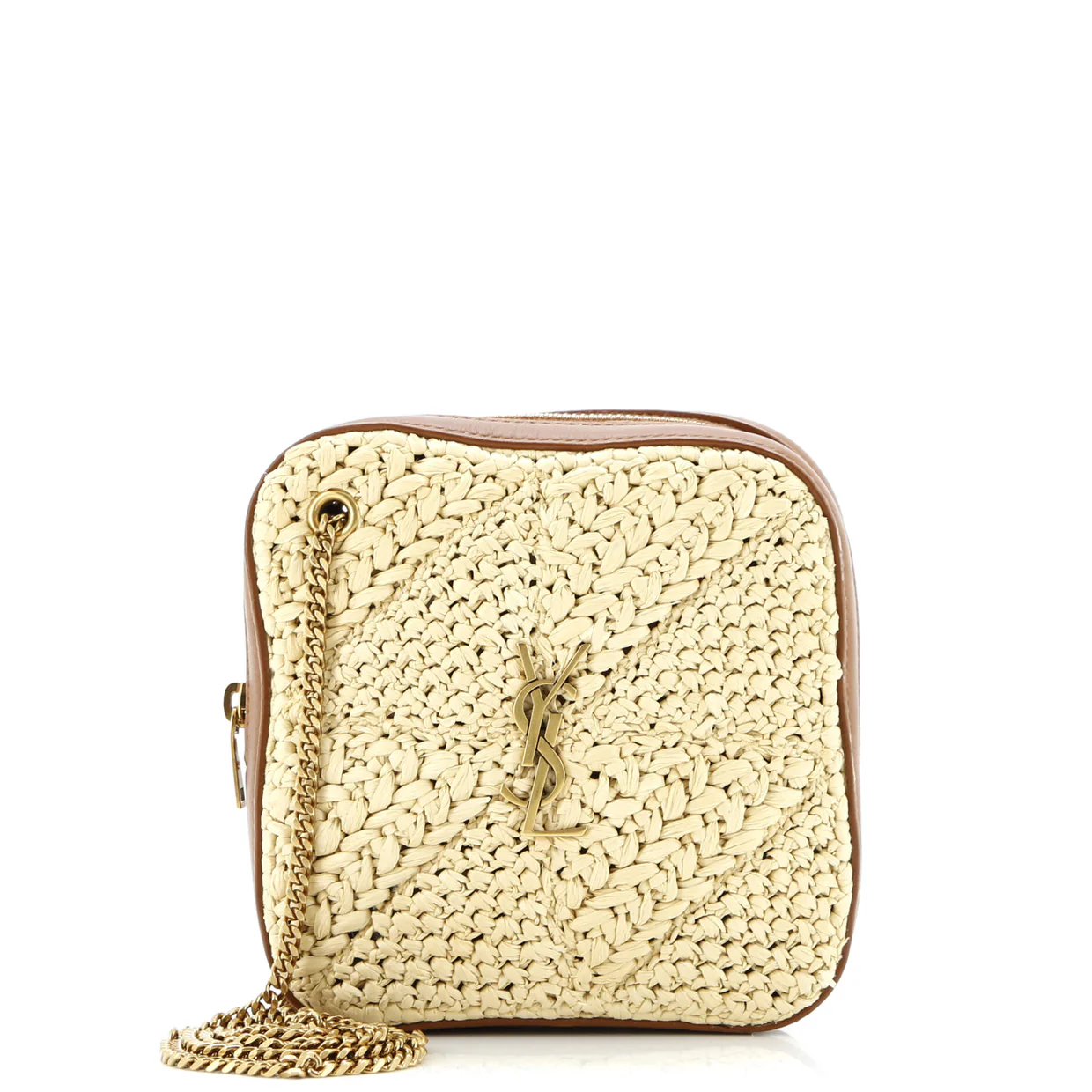 Jamie Cube Crossbody bag Raffia with Leather - Deep Luxury